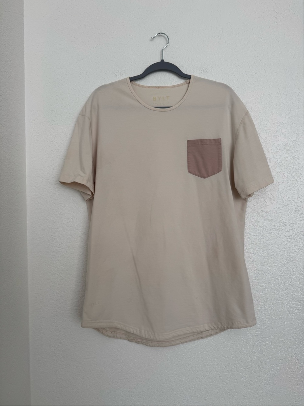 Men's BYLT Basic light Pink with darker pink Pocket T-Shirt